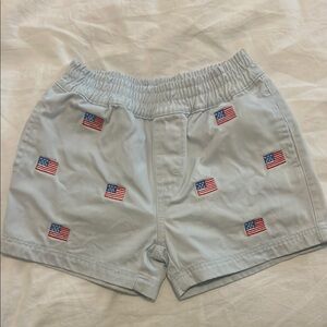 Light Blue Shorts with American Flag Embroidery